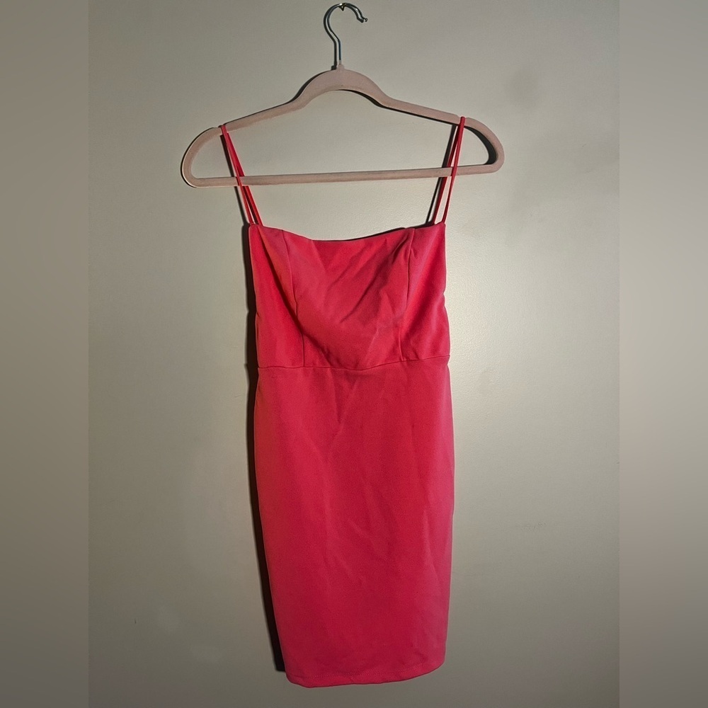 HELLO MOLLY Hot Pink Open Back Mini Bodycon Dress